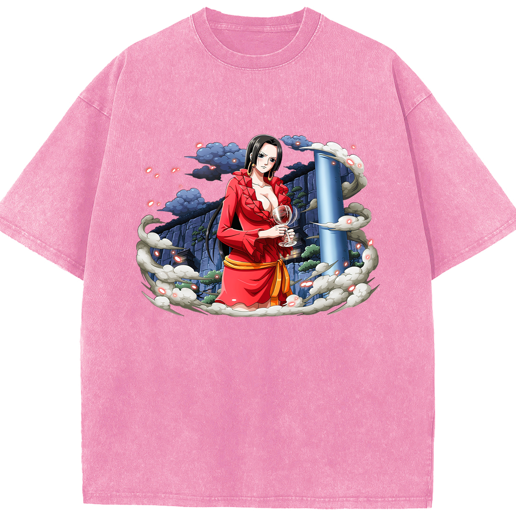 ワンピース ボア・ハンコック ONE PIECE Boa·Hancock 綿100% ヴィンテージ風 半袖Tシャツ（フロントプリント）